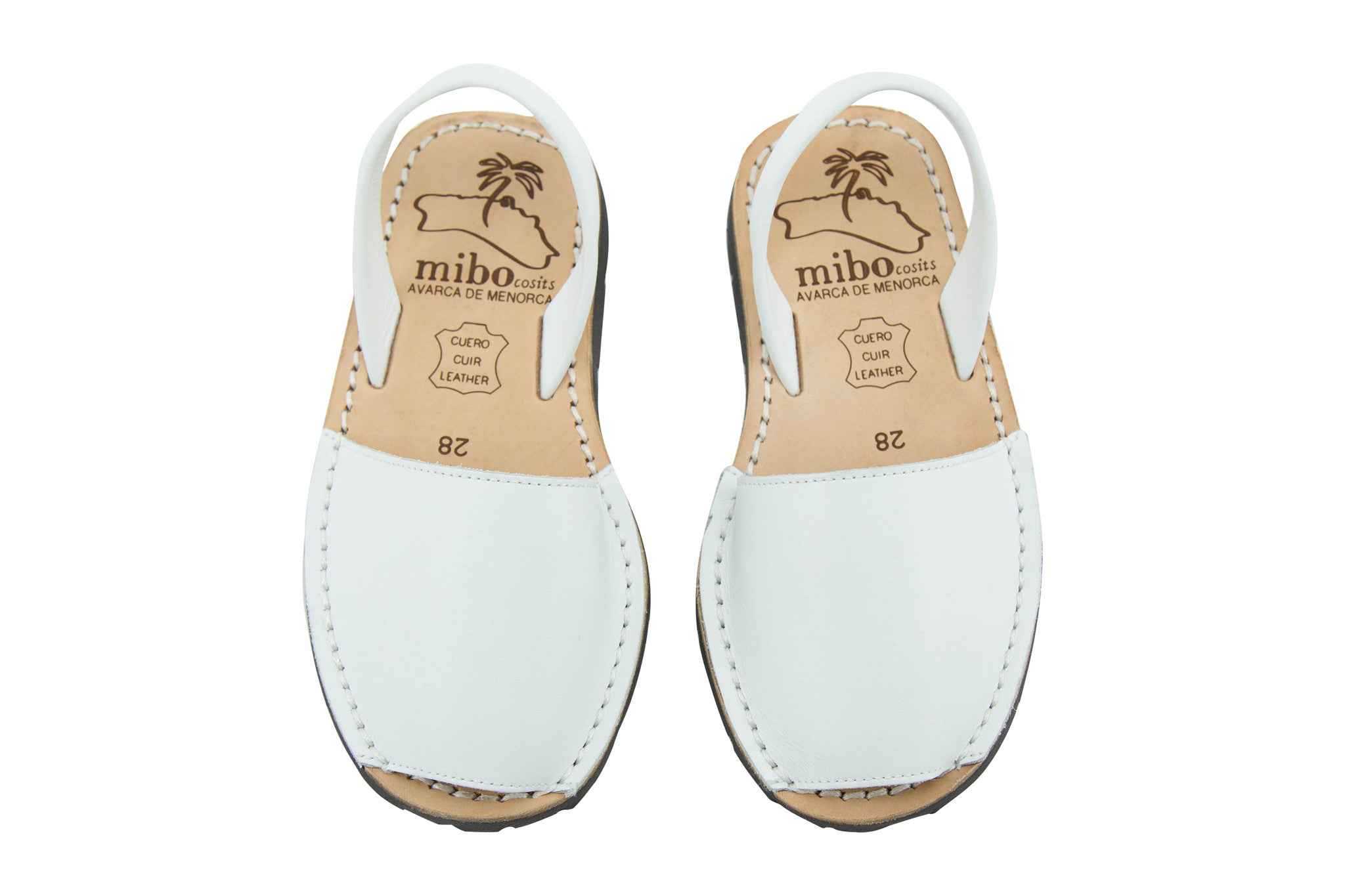 Mibo Avarcas Kids Classics White Leather Slingback Sandals