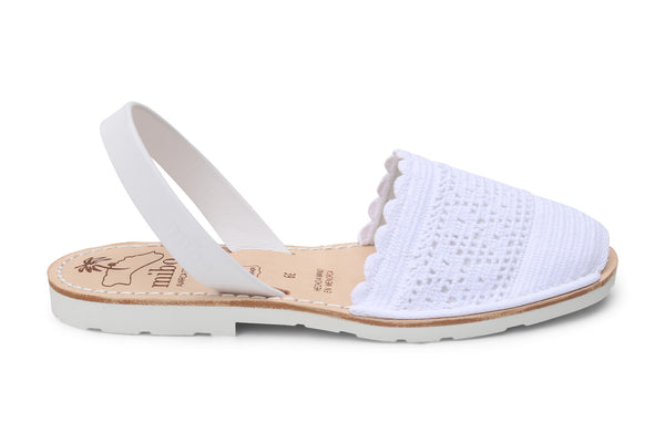 Mibo Ibiza Avarcas White Crochet Sandals