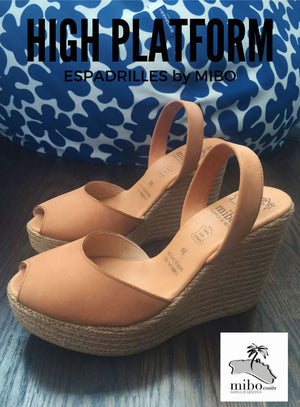 Mibo Avarcas Tan High Wedge Espadrilles 